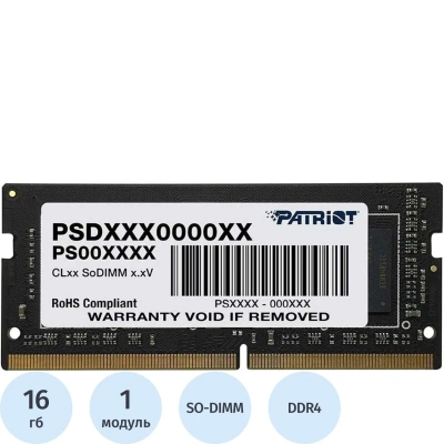 Модуль памяти Patriot DDR4 SO-DIMM 16Gb 2666МГц CL19(PSD416G266681S)