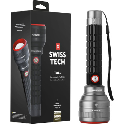 Фонарь светодиодный Swiss+Tech 4 режимный с индикацией заряда, ZOOM (1000LM, 1000м, акк. 21700, 4600mAH, 15 часов