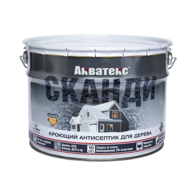 Антисептик для дерева АКВАТЕКС СКАНДИ кроющий, полуматовый, фьорд, 9 л