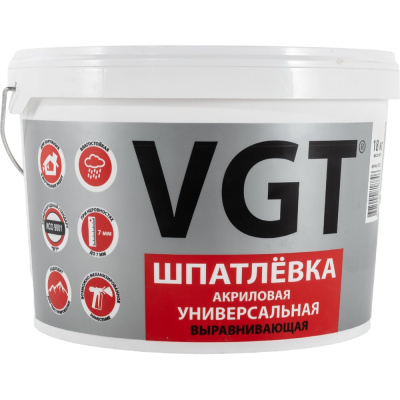 Универсальная акриловая шпаклевка18 кг для наружних и внутренних работ VGT