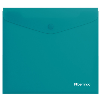 Папка-конверт на кнопке Berlingo "Soft Touch", А5+, 200мкм, софт-тач, бирюзовая