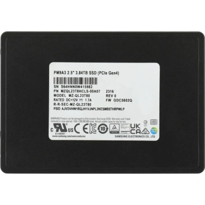 Жесткий диск SAMSUNG 3.84Tb PM9A3 2.5 PCI-E Gen4.0x4(MZQL23T8HCLS-00A07)