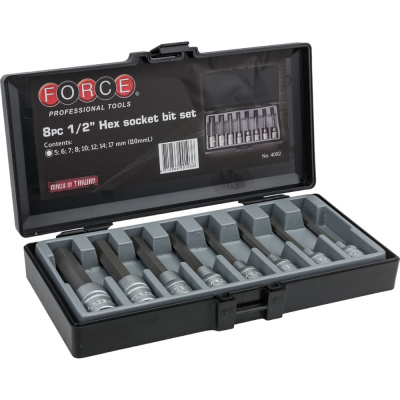 Набор головок-бит HEX 1/2" 8 шт FORCE