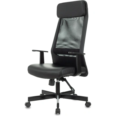 Кресло VB_EChair-651 TPU кожзам черный, сетка черая,металл
