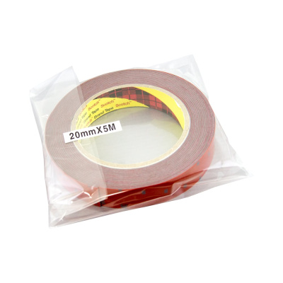 Оригинальный серый двусторонний скотч MTF Light 3M TAPE(ACRYL) 20мм х 5м красная подложка