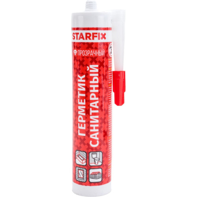 Санитарный силиконовый Герметик STARFIX Sanitary Silicone бесцветный, 300 мл