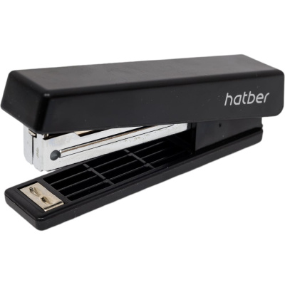 Степлер Hatber №10 10л 50 скоб захват 48мм с антистеплером Черный в картонном боксе, 12 шт.