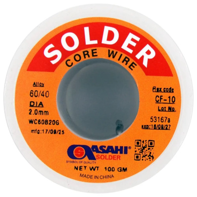 Припой ASAHI 2,0мм 0,1кг Sn60/Pb40 (CF10 флюс RA) 00-00016366