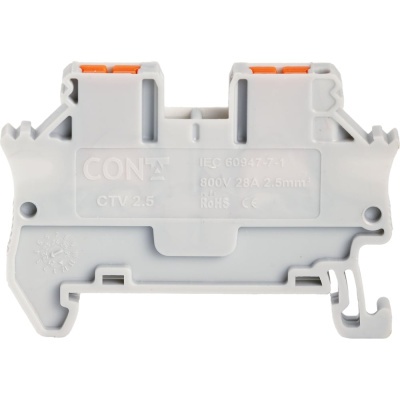 Проходные клеммы с пружинным зажимом PUSH-IN CONTA CTV 2.5 GRAY-100, (упак 100 шт) 00-00013136