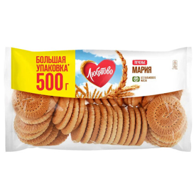 Печенье ЛЮБЯТОВО "Мария", традиционное, затяжное, 500 г, 7200029000 540