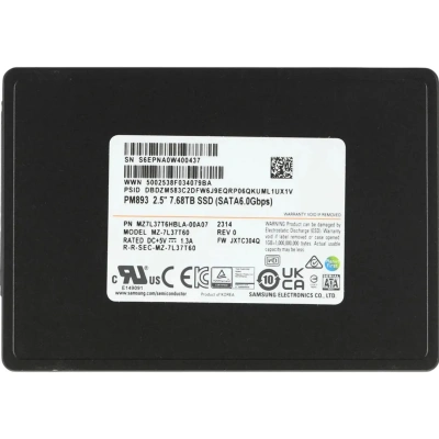 SSD накопитель Samsung PM893 7680GB 2.5 SATA3 MZ7L37T6HBLA-00A07