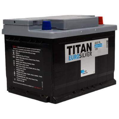 Аккумулятор TITAN EUROSILVER 60.0 VL обратная полярность, низкий, 600 А