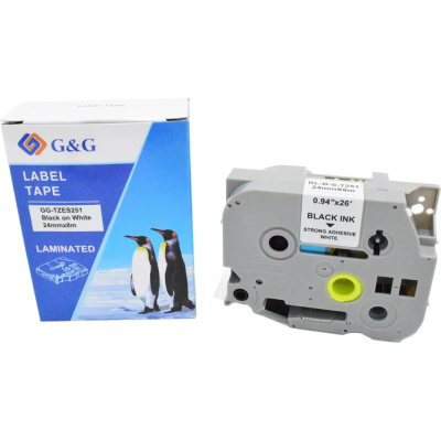 Картридж ленточный G&G GG-TZES251 черный на белом 24x8 для Brother