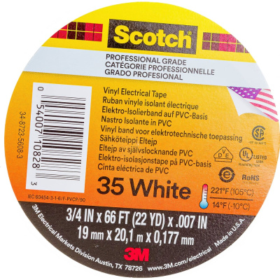 Изоляционная лента высшего класса 3М Scotch 35 19 мм х 20 м х 0,18 мм