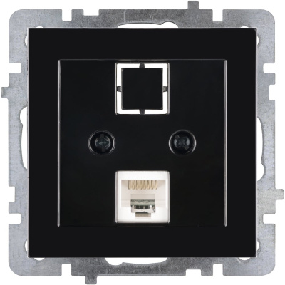 Механизм 1-местной компьютерной розетки Nilson СУ, RJ45 САТ6, TOURAN-ALEGRA-THOR, metallic, черный глянец