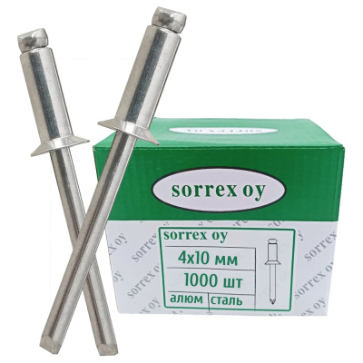 Вытяжная заклепка SORREX потайная, 4x10, алюминий/сталь, 1000 шт. 2ASK 40100 1000