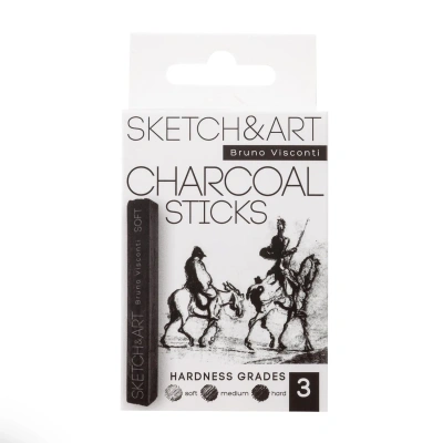Уголь для рисования пресс SKETCH&ART черн мягк,средн,твердый 3шт/наб 25-001