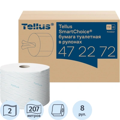 Бумага туалетная д/дисп Торк/Tellus SmartOne Т8 рул с ЦВ 2сл 8рул/уп 472272