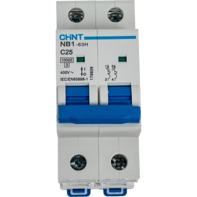 Автоматический выключатель CHINT модульный 2п C 25А 10кА NB1-63H (R)