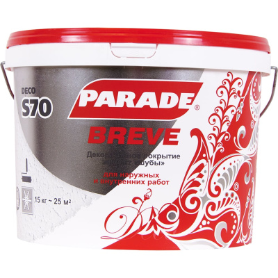 Декоративное покрытие PARADE DECO Breve S70 с эффектом мелкой шубы, белый, 15 кг