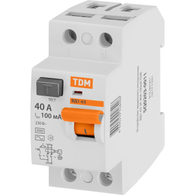 УЗО ВД1-63 2Р 40А 100мА TDM ELECTRIC - это устройство защитного отключения