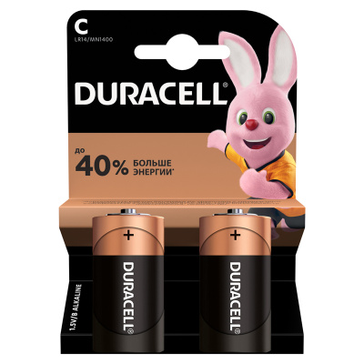 Щелочные батарейки Duracell, C/LR14 2шт