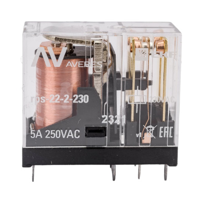 Промежуточное реле EKF AVERES slim, РП 22/2, 5A, 230В, AC, 10 шт
