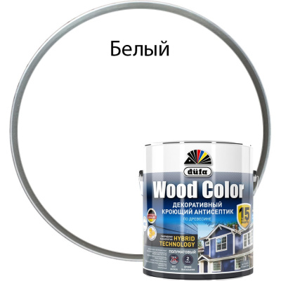 Кроющий антисептик Dufa WOOD COLOR белый база 1 2,4 л