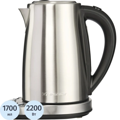 Чайник BigTech FEK205SМ, 1,7л, 2200, Strix, металл
