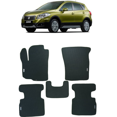 Ковры в салон автомобиля Eva Smart suzuki sx-4 ii 2013 - эва сота чёрные c черной окантовкой