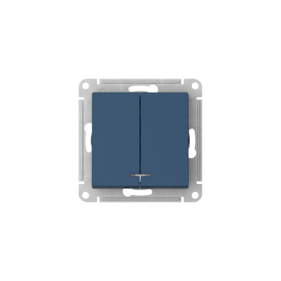 Механизм 2-клавишного выключателя Systeme Electric ATLASDESIGN с подсветкой, сх.5а, 10АХ, быстрозажимная клемма, аквамарин ATN001153S