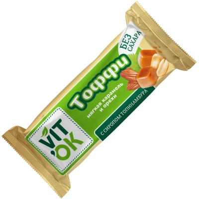 Конфеты VITok неглазированные Мягкая карамель и орехи Тоффи, 300г