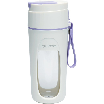 Портативный блендер QUMO Active Lifestyle, 340 мл, беспроводной, 22000об/м, фиолетово-белый