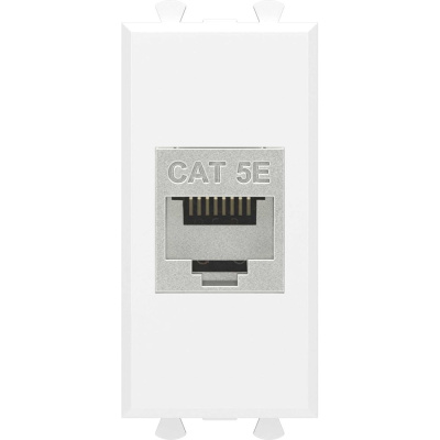 Компьютерная розетка DKC RJ 45, без шторки, модульная, кат.5е, экранированная, Avanti, Белое облако, 1 модуль, 1 шт.