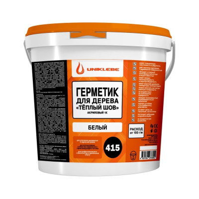 Герметик акриловый для дерева UNIKLEBE 415 по технологии «тёплый шов», белый, 7 кг