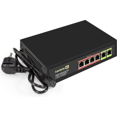 Коммутатор неуправляемый ExeGate EDGS-1006D.4PoE-65W 6-портовый гигабитный UTP 10/100/1000 Base-T: 4 порта IEEE 802.3af