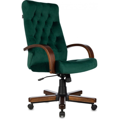 Кресло руководителя Бюрократ T-9928WALNUT Fabric зеленый Italia Green, крестовина металл/дерево
