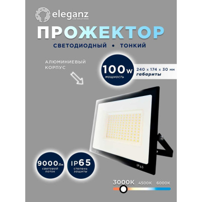 Светодиодный прожектор тонкий Eleganz LUX 100W нейтральный 4500К 220V 1217
