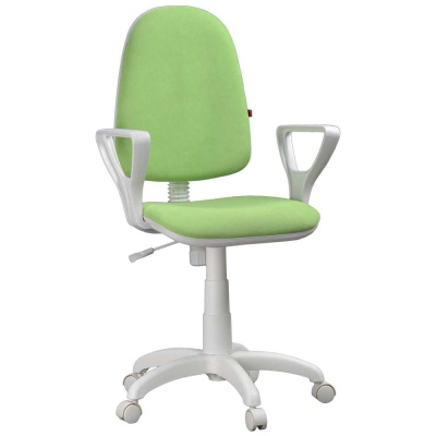 Кресло Фабрикант Престиж пластик WH Ткань Candy green г/п 140 ПВМ PL 600 гольф ролик белый