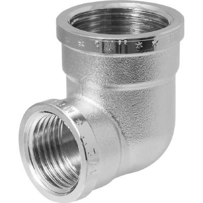 Уголок латунный никелированный переходной 1/2" × 3/4" в/в MPF
