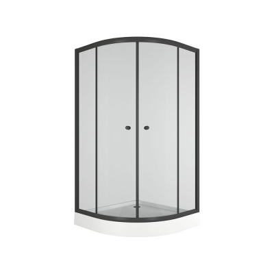 Душевой уголок BauedgeBAU Dream Hit Black с поддоном 100x100х195, прозрачное закаленное стекло, черный профиль