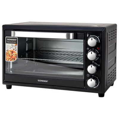 Мини-печь электрическая SONNEN EO-HL33, 1800 Вт, 33 л, 3 режима нагрева, таймер, механическое управление, черная, 458305