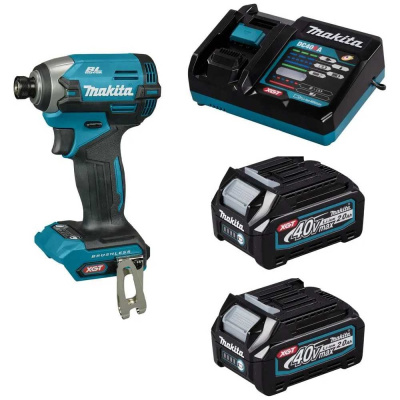 Шуруповерт ударный аккумуляторный Makita XGT BL 40В, XPT, 1/4, 210 Нм, 4+1 Т режим, 2xBL4020, DC40RC, крепеж на пояс