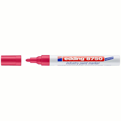 Маркер-краска лаковый (paint marker) EDDING 8750, КРАСНЫЙ, 2-4 мм, круглый наконечник, алюминиевый корпус, E-8750/2