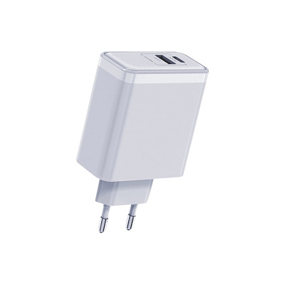 Сетевое зарядное устройство QUMO Energy PD, 65W Charger 0075, два порта: Type-C PD, + USB-A QC3.0, цвет белый