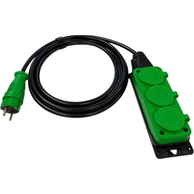 Удлинитель силовой iTOK тип SU, серии iCONNECT COLOR, с заземлением, КГтп-ХЛ, 3x1,5 мм, 3 гнезда, IP54, ГОСТ, цвет зеленый, 15 м i-CONNECT-COLOR-SU-KG-315-3-54-15-GREEN