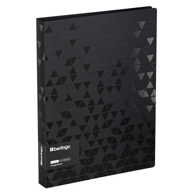 Папка на 4 кольцах Berlingo "Triangle Black", 24мм, 1000мкм, черная, D-кольца, с внутр. карманом
