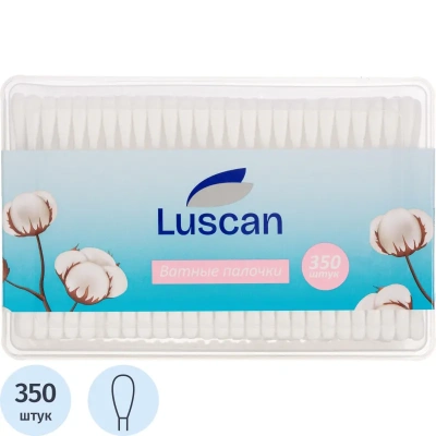 Палочки ватные Luscan пластик. моноблок 350шт/уп