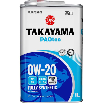 Автомобильное масло Takayama PAOtec 0W-20 GF-6A SP 1л (металл)