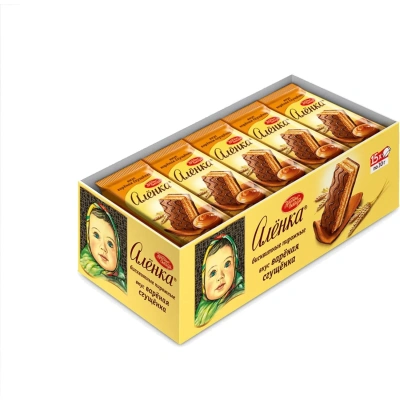 Пирожное Аленка бисквитные вкус вареная сгущенка, 30гx15шт/уп
